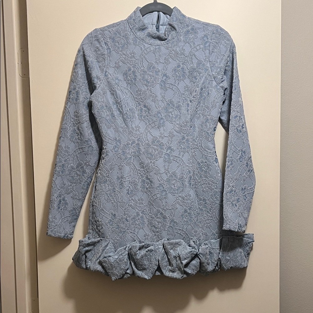 Naked Wardrobe Blue Lace Mini Dress